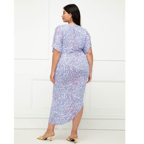 Eloquii Elements Dolman Sleeve Asymmetrical Ruched Zebra Print Dress 22/24 - Picture 2 of 16